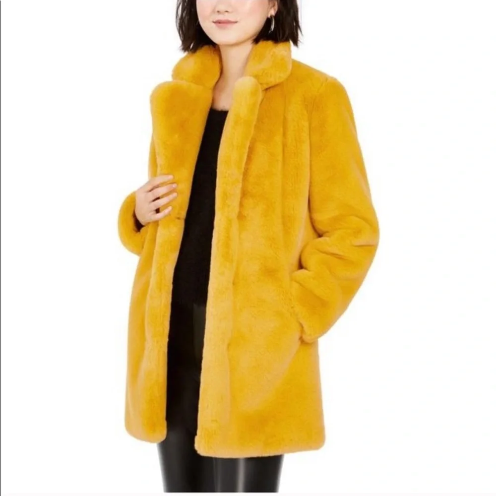 New Apparis Eloise Faux-Fur Coat, Yellow - Picture 1 of 9